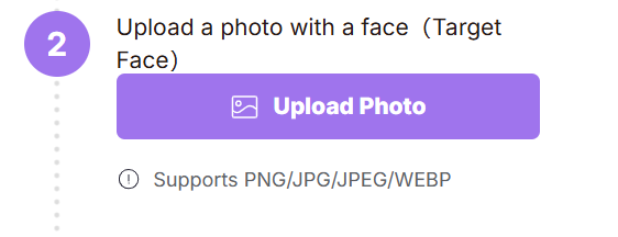 Step 2: Upload a photo with a face (Target Face)