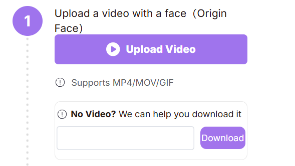 Step 1: Upload a video with a face (Origin Face)